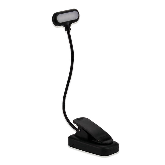 Lanterna preta de haste flexível, cabeça de LED horizontal e grampo na base