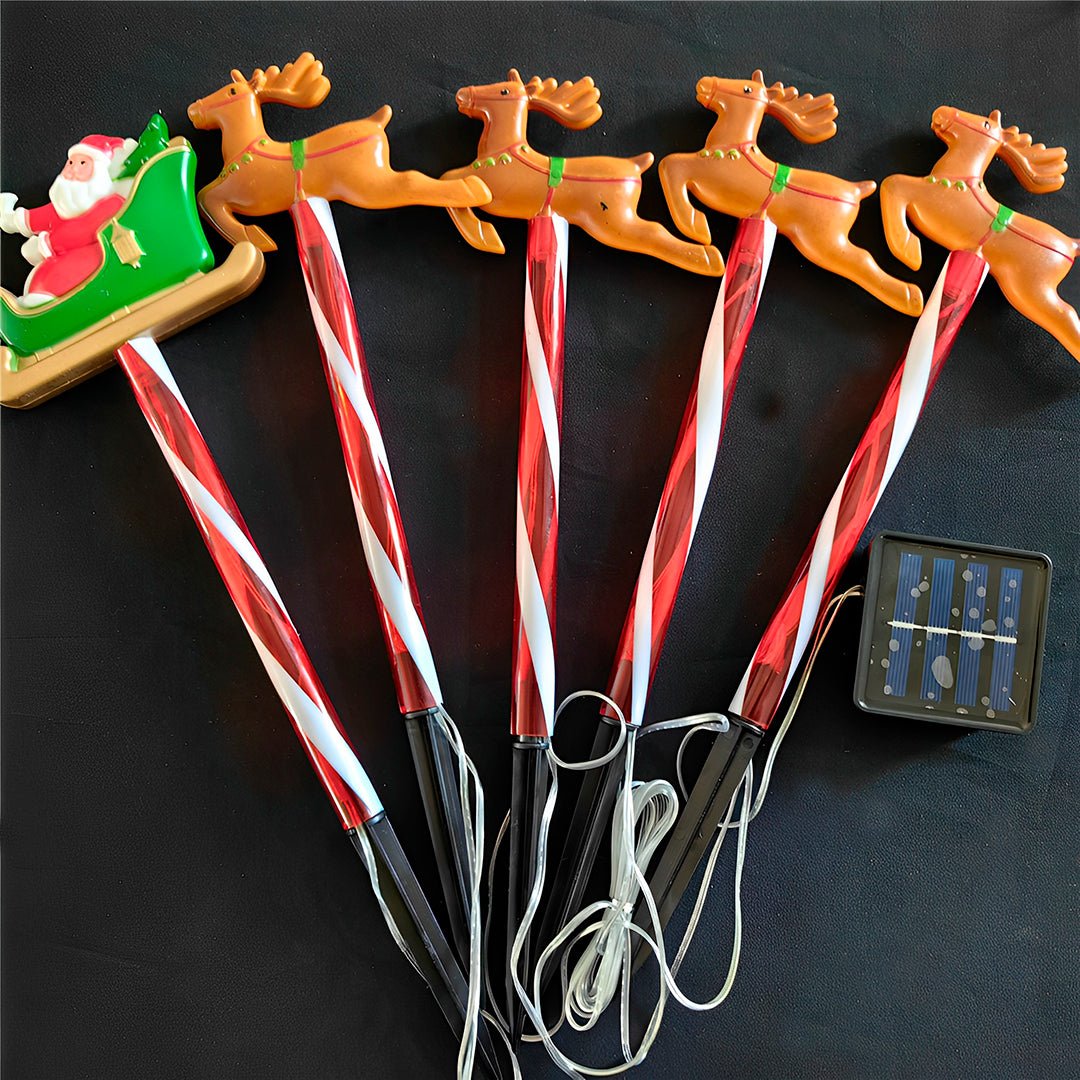 Espeto Solar de Natal LED - Trenó e Renas - Disponível na ProntoPraTi