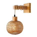 Arandela de Palha Bambu Rattan - Esfera