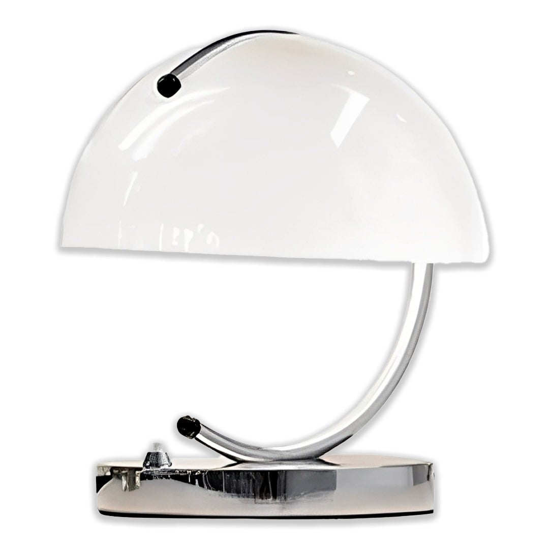 Luminária de Mesa Retro em Metal Cromado com Cúpula Meia - Lua - Disponível na Luzzart