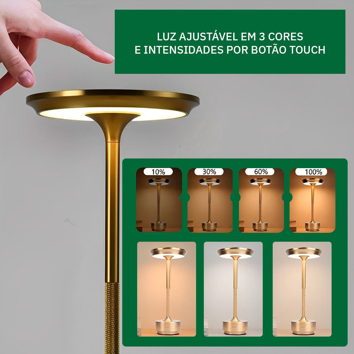 Luminária de Mesa Portátil Led Touch - Nocturna - Disponível na ProntoPraTi