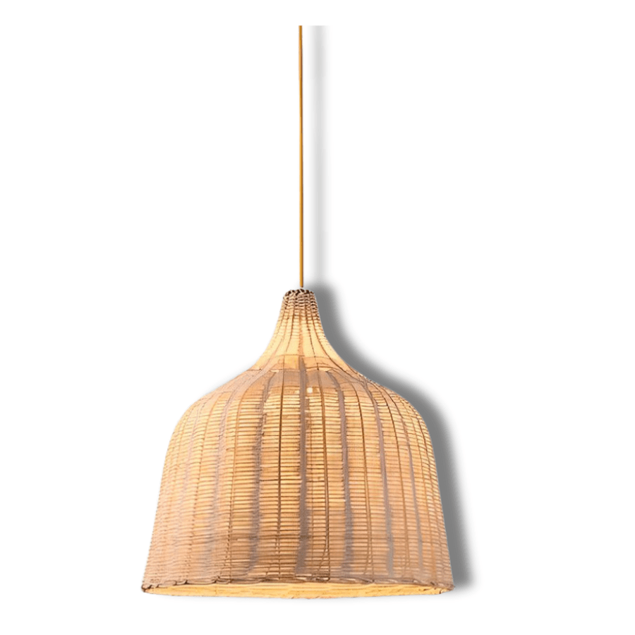Pendente sino de bambu trançado na opção Bege