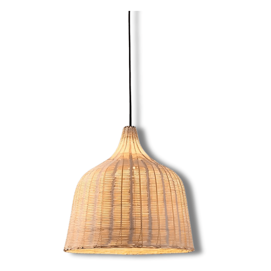 Pendente Sino de Bambu Palha Fibra Natural - Disponível na Luzzart