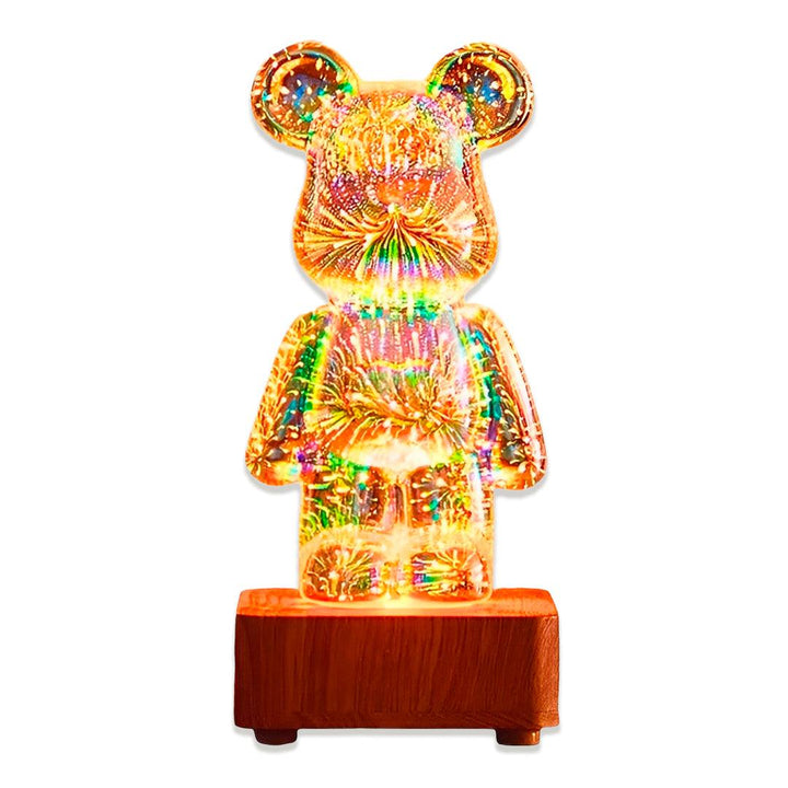 Luminária de urso de vidro com LED em 7 cores