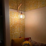 Arandela de Palha Bambu Rattan com Tomada - Esfera