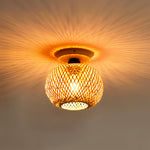 Plafon Luminária de Teto Palha Bambu - Esfera