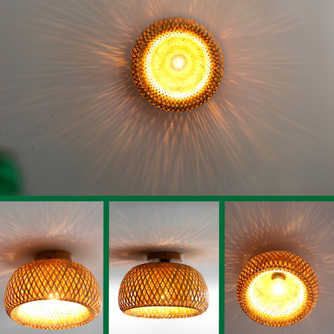 Plafon Luminária de Teto Palha Bambu - Meia Esfera - Disponível na ProntoPraTi