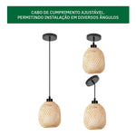 Pendente de Bambu Palha Fibra Natural - Abacaxi - Disponível na ProntoPraTi