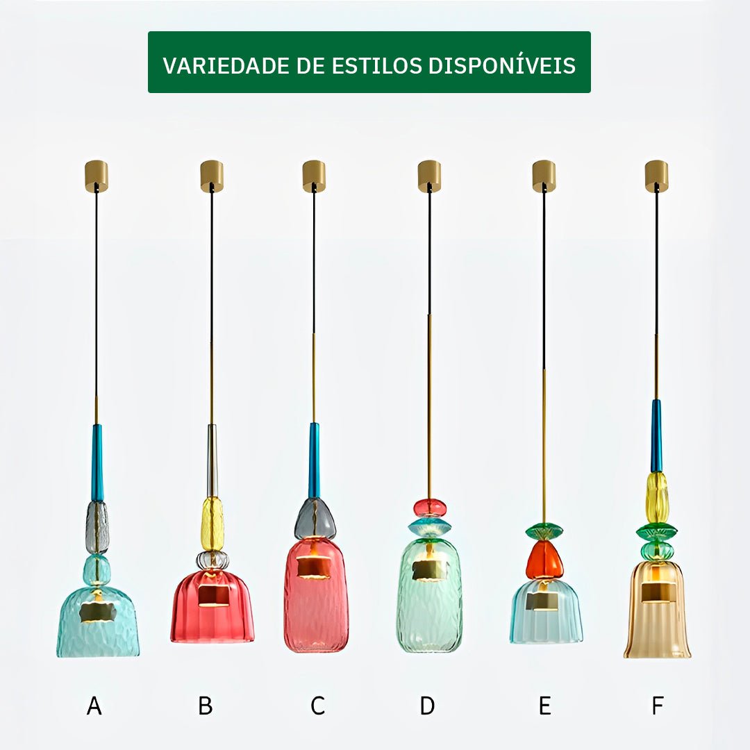 Lustre Pendente Moderno de Vidro Colorido - Disponível na ProntoPraTi