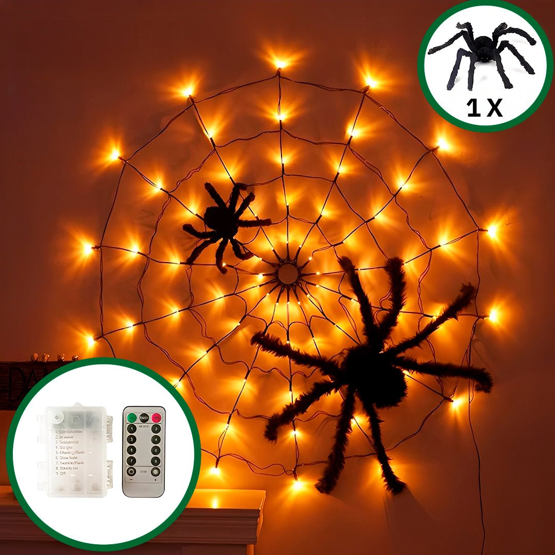 Teia de Aranha LED com Aranha Decorativa – Halloween - Disponível na ProntoPraTi